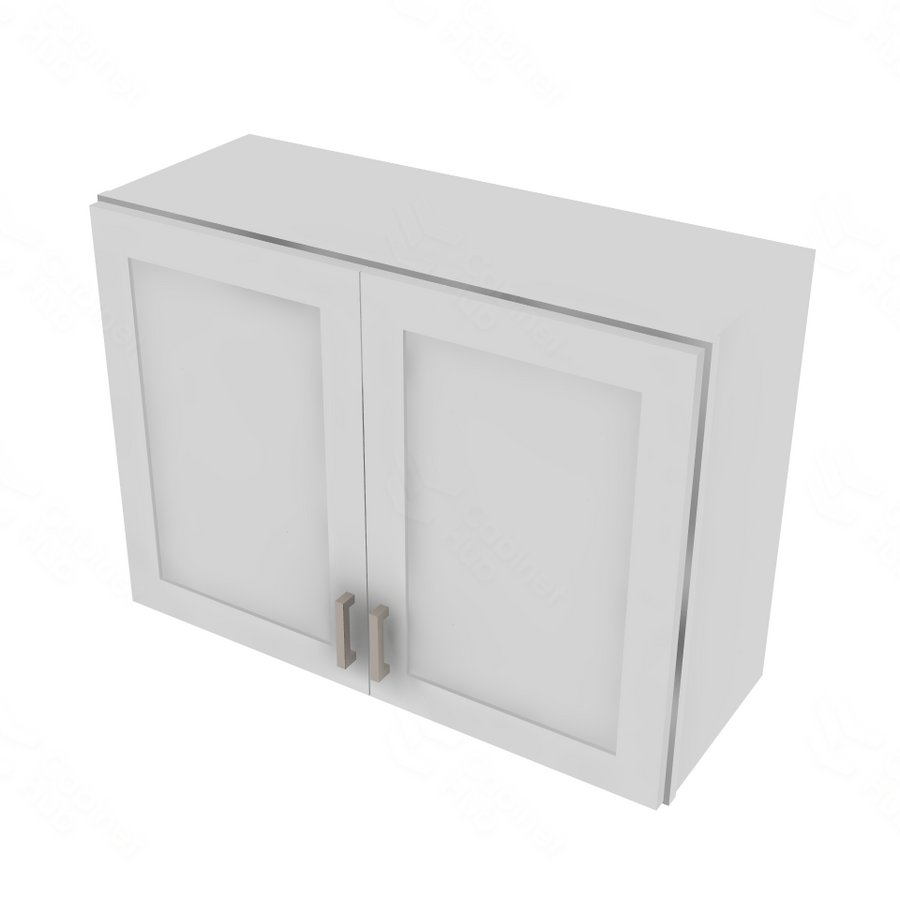 Shaker Designer White Double Door Wall Cabinet - 33" W x 24" H x 12" D 33" W