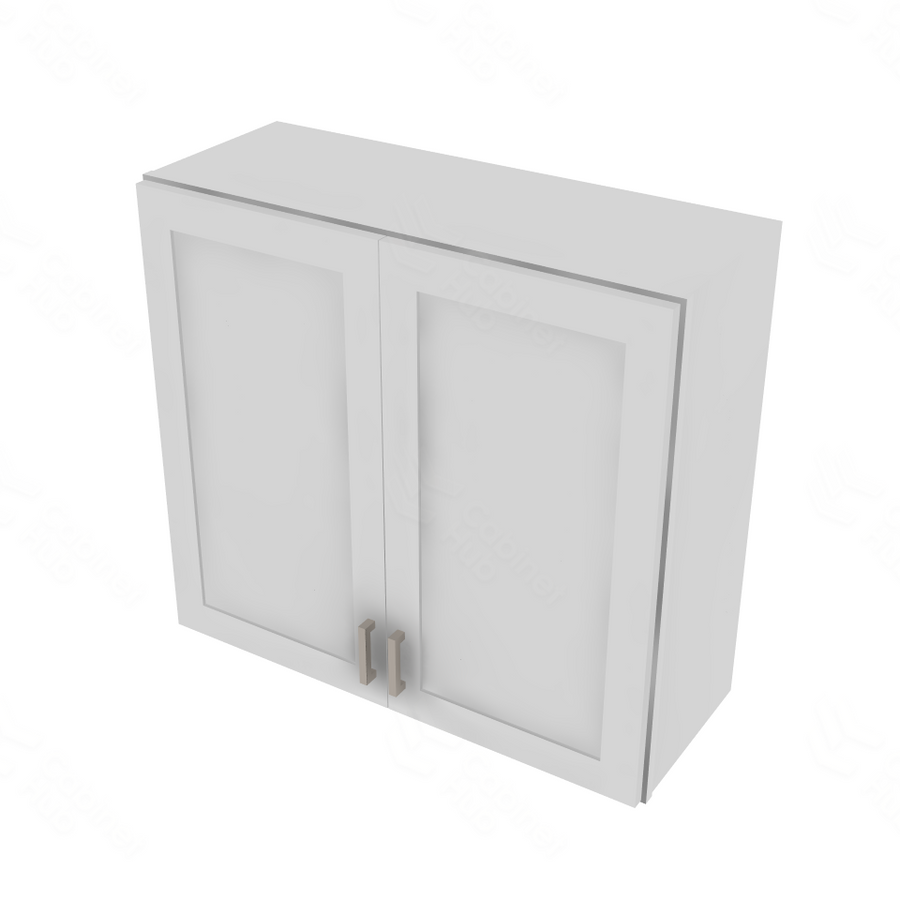 Shaker Designer White Double Door Wall Cabinet - 33" W x 30" H x 12" D 33" W