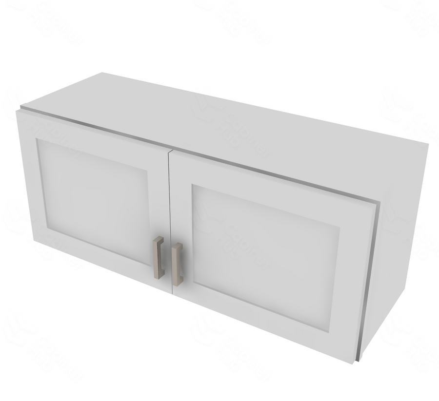 Shaker Designer White Double Door Wall Cabinet - 36" W x 15" H 36" W
