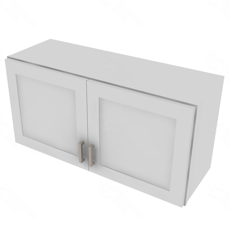 Shaker Designer White Double Door Wall Cabinet - 36" W x 18" H x 12" D 36" W