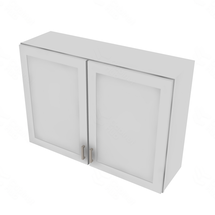 Shaker Designer White Double Door Wall Cabinet with Center Stile - 42" W x 30" H x 12" D 42" W