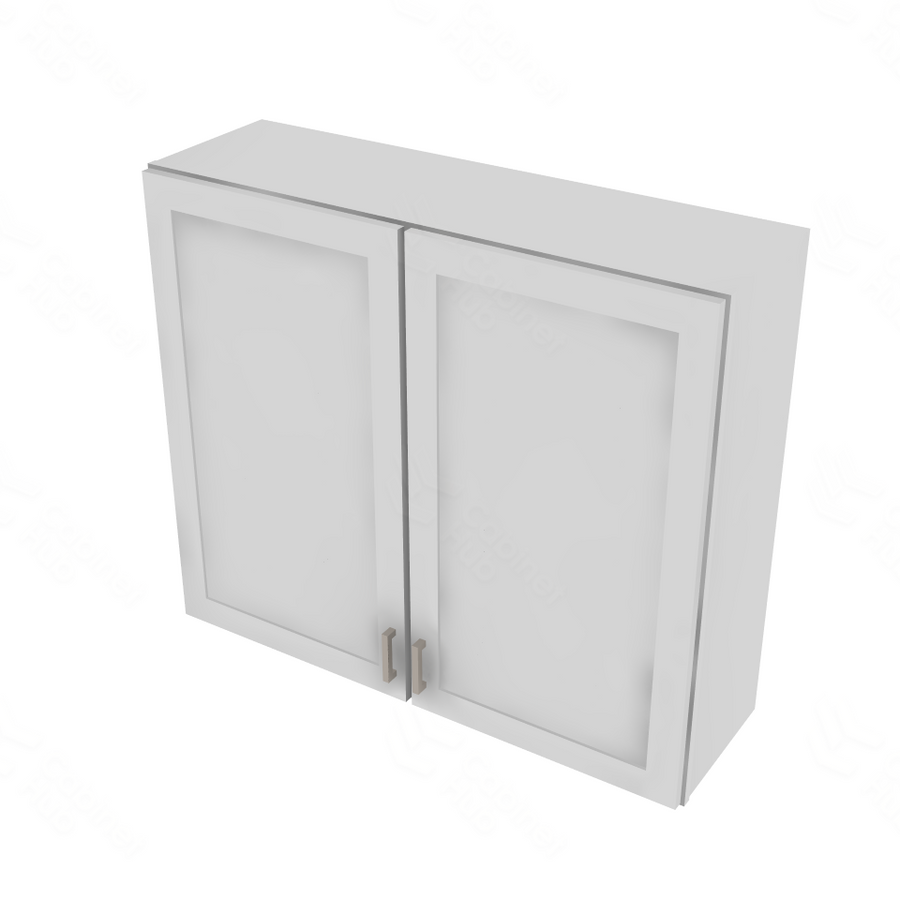 Shaker Designer White Double Door Wall Cabinet with Center Stile - 42" W x 36" H x 12" D 42" W