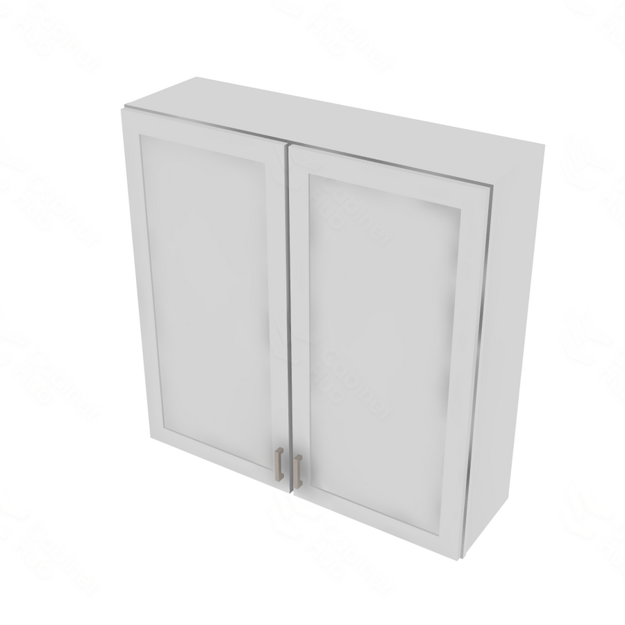 Shaker Designer White Double Door Wall Cabinet with Center Stile - 42" W x 42" H x 12" D 42" W