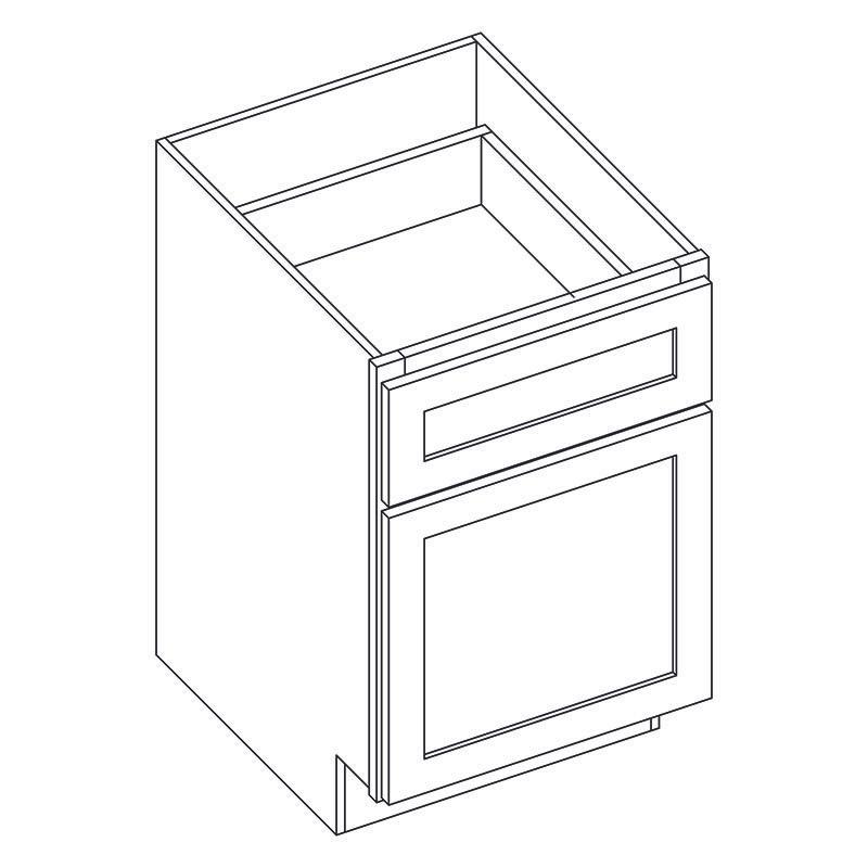 Shaker Designer White 5-Piece Desk Drawer Base Cabinet - 18" W x 29.5" H x 24" D