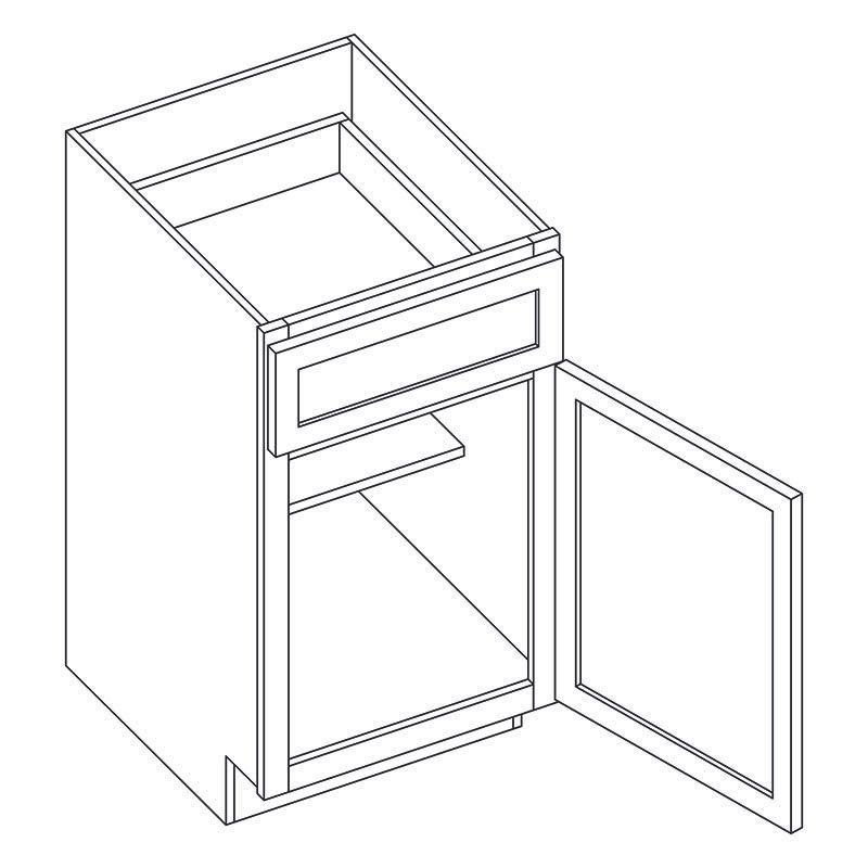 Shaker Designer White 5-Piece Single Door Standard Base Cabinet - 21" W x 34.5" H x 24" D
